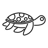 Sea turtle walking with big shell icon vector outline
