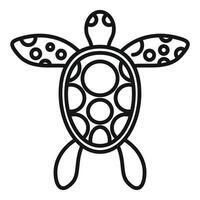 Sea turtle swimming showing its beautiful shell line art drawing vector