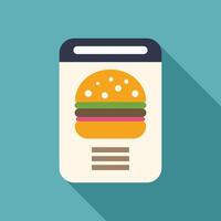 Smartphone displaying online food ordering app with burger icon vector