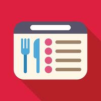 Restaurant menu displaying food choices with fork and knife icon vector
