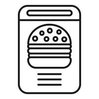 Online burger menu app icon showing fast food ordering vector