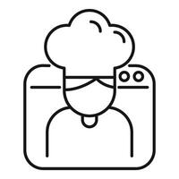 Chef online profile avatar logo with toque in square frame vector