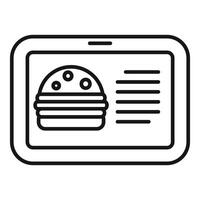 Online food ordering app showing burger on tablet screen vector