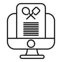 Online cooking course website displaying on computer screen icon vector