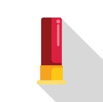 Red shotgun shell casting long shadow on white background vector