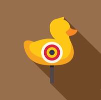 Yellow toy duck standing with target aiming point on brown background vector