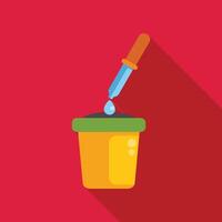 Pipette dropping liquid into a pot with soil for an experiment vector