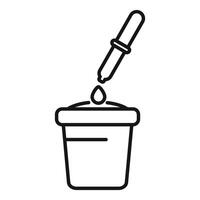 Pipette adding drop of liquid to beaker for chemistry experiment icon vector