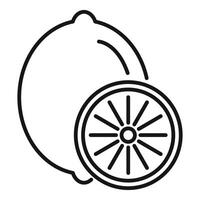 Line icon style illustration of a lemon showing a slice vector