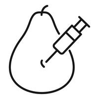 Syringe injecting chemical substance into a pear icon vector
