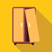 Wooden wardrobe with open door on yellow background vector