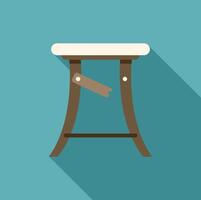 Old broken wooden stool with round seat is standing on blue background vector
