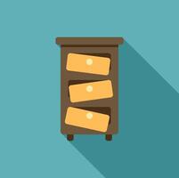 Wooden cabinet with open drawers is standing on the floor vector