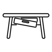 Carpenter using spirit level measuring wooden desk surface tilt angle vector
