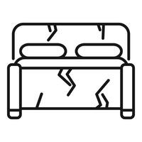 Broken bed frame icon representing poor sleep quality vector