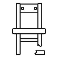 Broken wooden chair with missing leg standing on white background vector