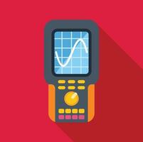 Oscilloscope showing sinusoidal signal on red background vector