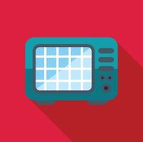 Green retro tv showing static on red background vector