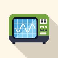 Green oscilloscope displaying sinusoidal signal on screen vector