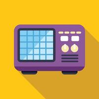 Purple retro radio receiver broadcasting on yellow background vector