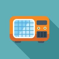Orange radio receiver broadcasting on airwaves with long shadow vector