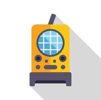 Vintage yellow radio standing on a table with long shadow vector