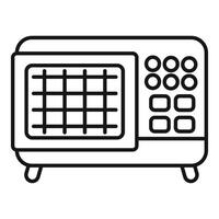 Vintage radio standing on four legs with round and square buttons broadcasting music and news vector