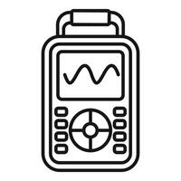 Digital oscilloscope showing sinusoidal signal icon outline vector