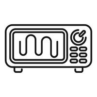 Microwave oven showing electromagnetic waves inside displaying heating function icon vector