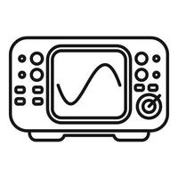 Digital oscilloscope showing sinusoidal signal on screen vector