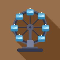 Ferris wheel rotating at amusement park with long shadow vector