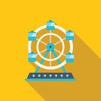 Ferris wheel rotating on yellow background with long shadow vector