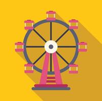 Ferris wheel rotating at amusement park on yellow background vector