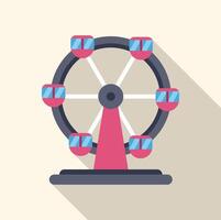 Ferris wheel rotating on amusement park with long shadow vector