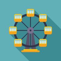 Ferris wheel rotating with empty cabins at amusement park vector