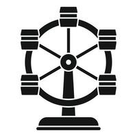 Ferris wheel with cabins rotating at amusement park vector