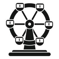 Ferris wheel with cabins rotating at amusement park vector