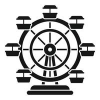 Ferris wheel with cabins rotating at park attraction vector