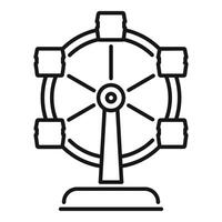 Ferris wheel rotating at amusement park minimal line art icon vector