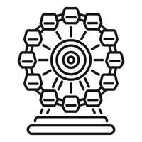 Ferris wheel with cabins rotating on amusement park attraction vector