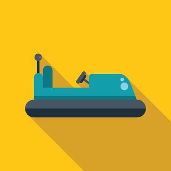 Blue hovercraft floating on yellow background with long shadow vector