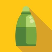 Green bottle with dispenser flat design with long shadow illustration on yellow background vector