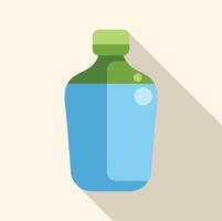 Blue reusable water bottle casting long shadow on beige background vector