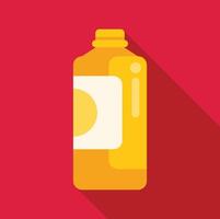 Yellow bottle with blank label casting long shadow on red background vector