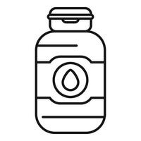 Black line vector icon of bottle with drop logo representing essential oils or medicine