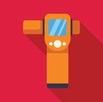 Digital infrared thermometer showing high temperature on red background vector