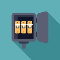 Electrical panel showing circuit breakers with open cover vector