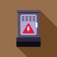 Grey electrical cabinet with high voltage sign showing potential danger vector