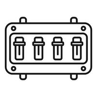Electric fuse box icon showing four fuses for overload protection vector