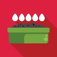 Green container being watered from above with five drops vector
